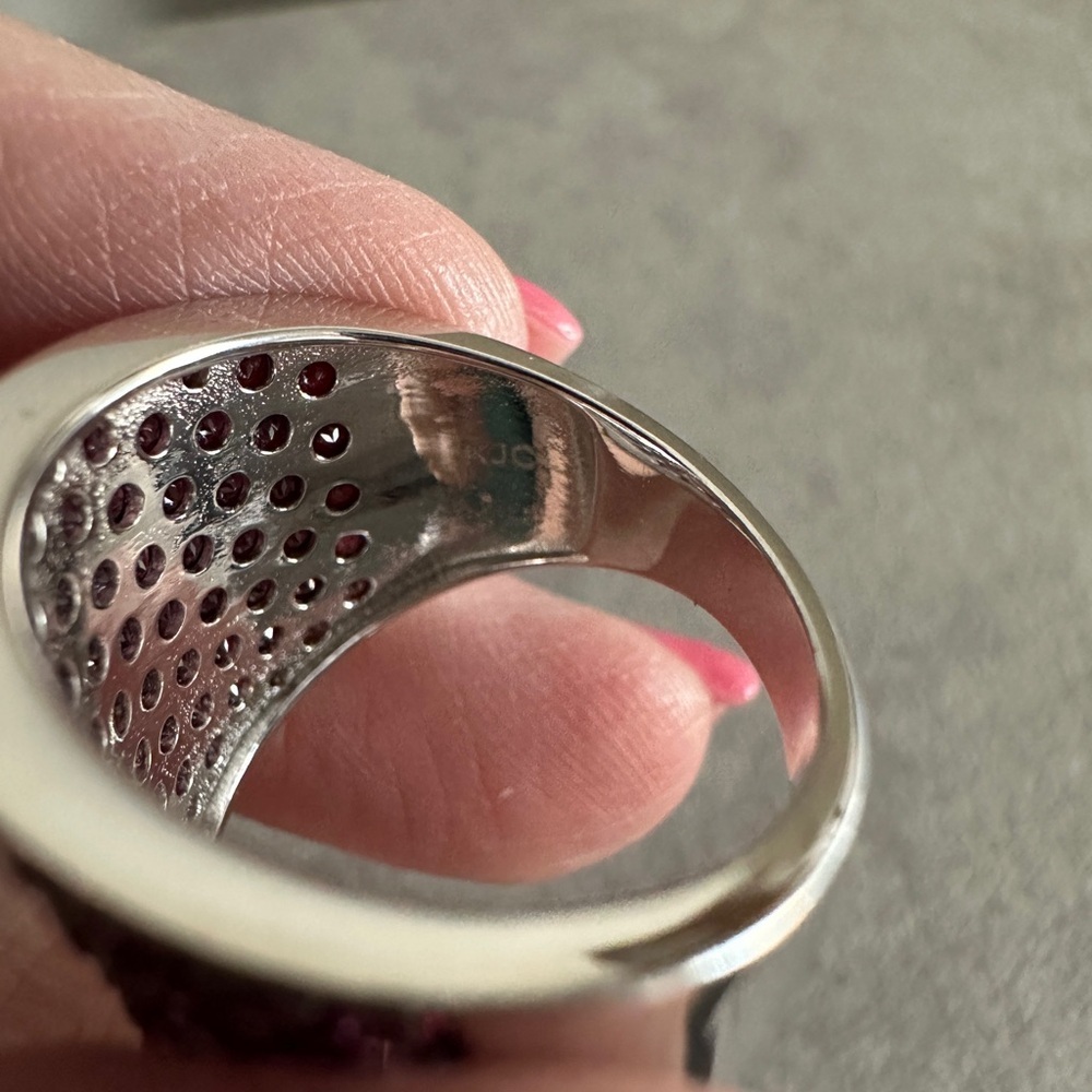 Pave Rhodolite Garnet 3/4" Wide Band Ring - Picture 9 of 13